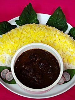 عکسی از دستور پلو و خورشت آلو اسفناج