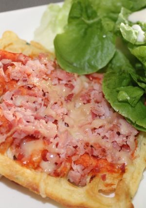 Une photo de Gaufres salées façon pizza