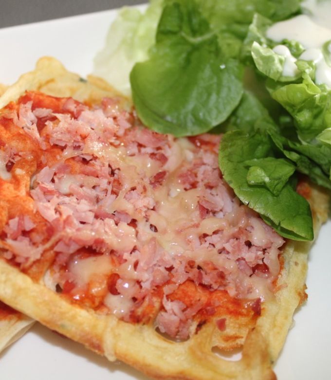 Une photo de Gaufres salées façon pizza