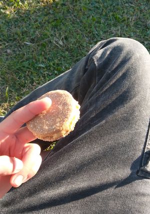 Una foto de Alfajores de harina integral, banana, cacao y coco (tapitas)