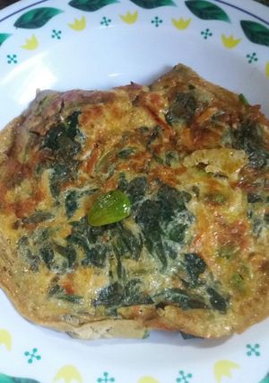 Foto resep Omelet daun ginseng sambal pete teri medan