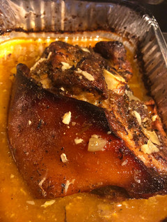 A picture of Pernil “pork shoulder”.