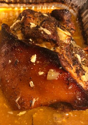 A picture of Pernil “pork shoulder”.