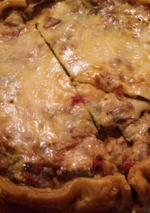 Una foto de Tarta de zapallitos y puerro