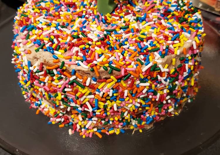 Simple Way to Make Any-night-of-the-week Chocolate sprinkles birthday cake