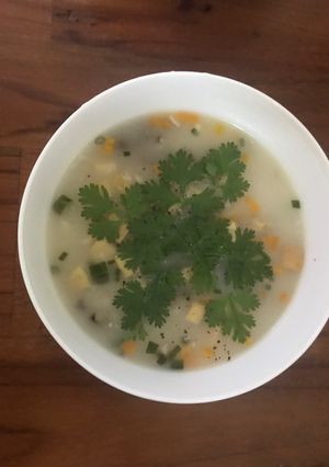 Hình của món Cháo nấm hương đậu hũ.