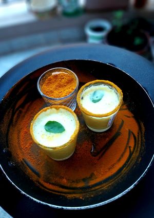 A picture of Turmeric and mint chaas.