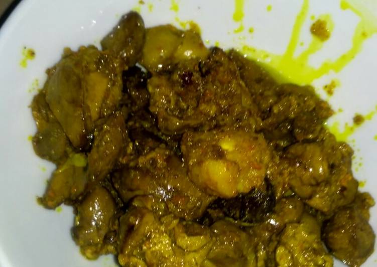 Bagaimana memasak Ati ayam ampla tumis #bumbu kuning# yang nikmat