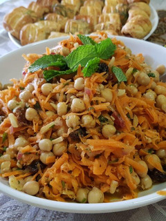 A picture of Moroccan carrot and chickpea salad.