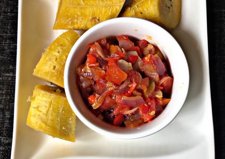 Step-by-Step Guide to Prepare Favorite Boiled plantain &amp; sauce