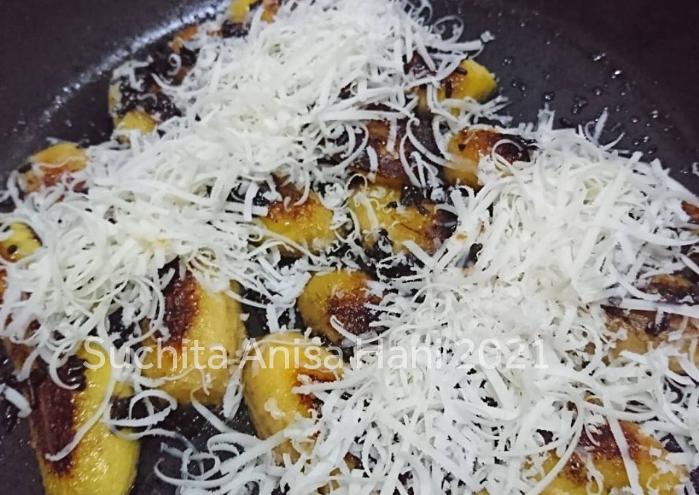 Pisang Bakar Karamel Toping keju mesis