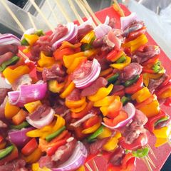Lamb kebabs A picture of Lamb kebabs.