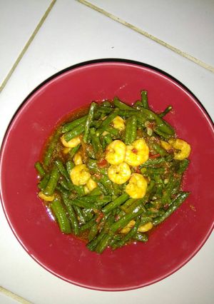 Foto resep Tumis kacang panjang pedas manis dengan udang