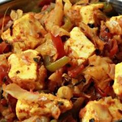 A picture of Kadhi Paneer Cabbage.