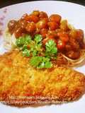 สปาเก็ตตี้แกงกะหรี่ไก่ทอด
