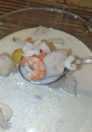 صورة لوصفة شوربه فواكه البحر الخطييرة 👌👌🐟🐟