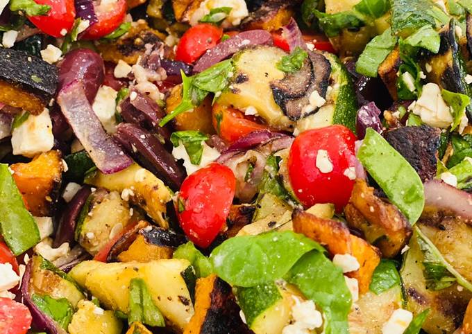 Recipe of Favorite Grilled Vegetable Salad with Roasted Butternut Squash, and a Fresh Herb Lemon Dressing