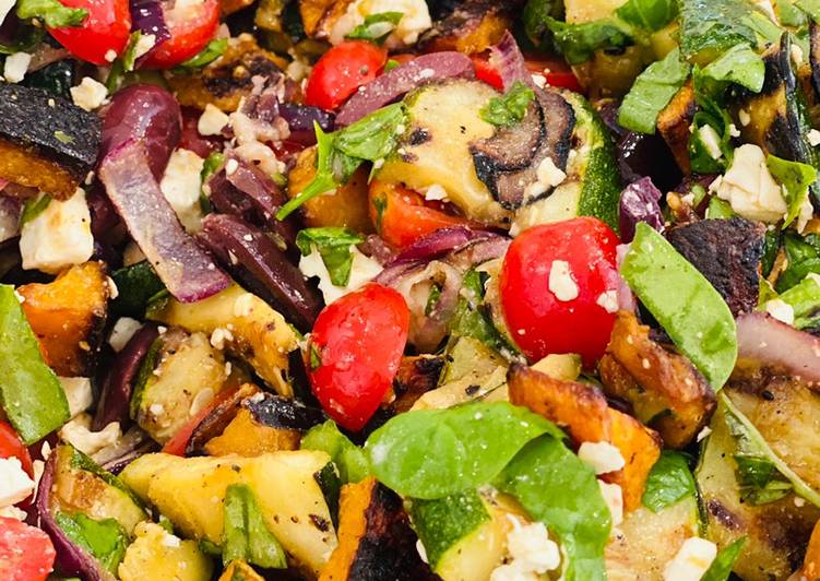 Grilled Vegetable Salad with Roasted Butternut Squash, and a Fresh Herb Lemon Dressing Grilled Vegetable Salad with Roasted Butternut Squash, and a Fresh Herb Lemon Dressing