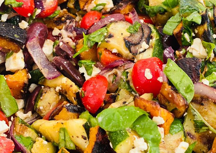 Recipe of Appetizing Grilled Vegetable Salad with Roasted Butternut Squash, and a Fresh Herb Lemon Dressing