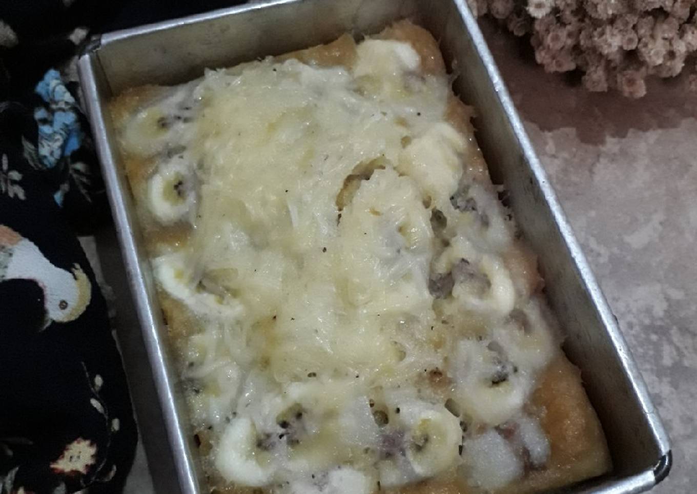 Cake kukus pisang keju takaran sendok