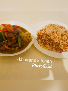 Beef and vegetable sauce with Creole Rice ainihin hoton girkin