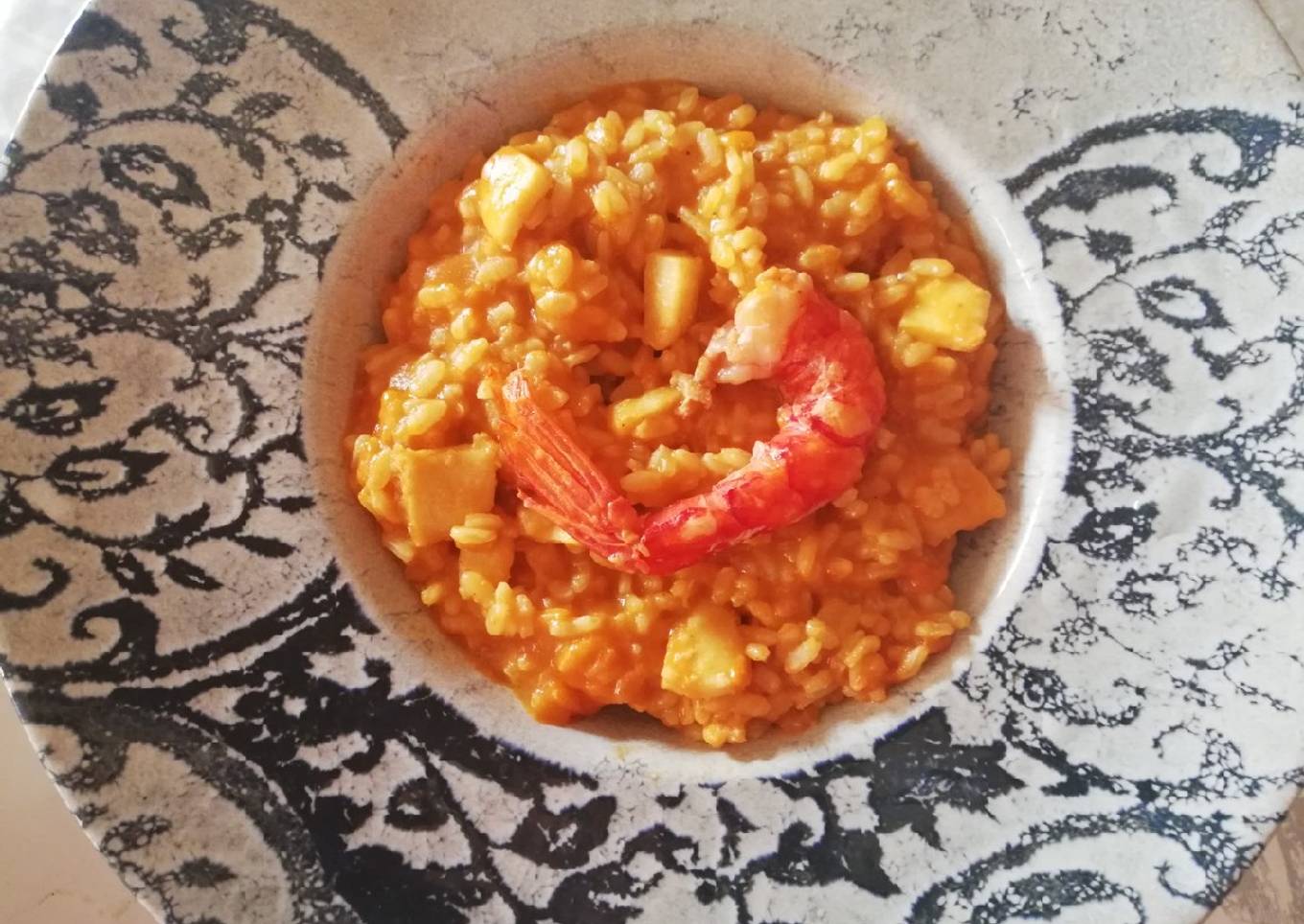 Arroz con carabineros y calamares