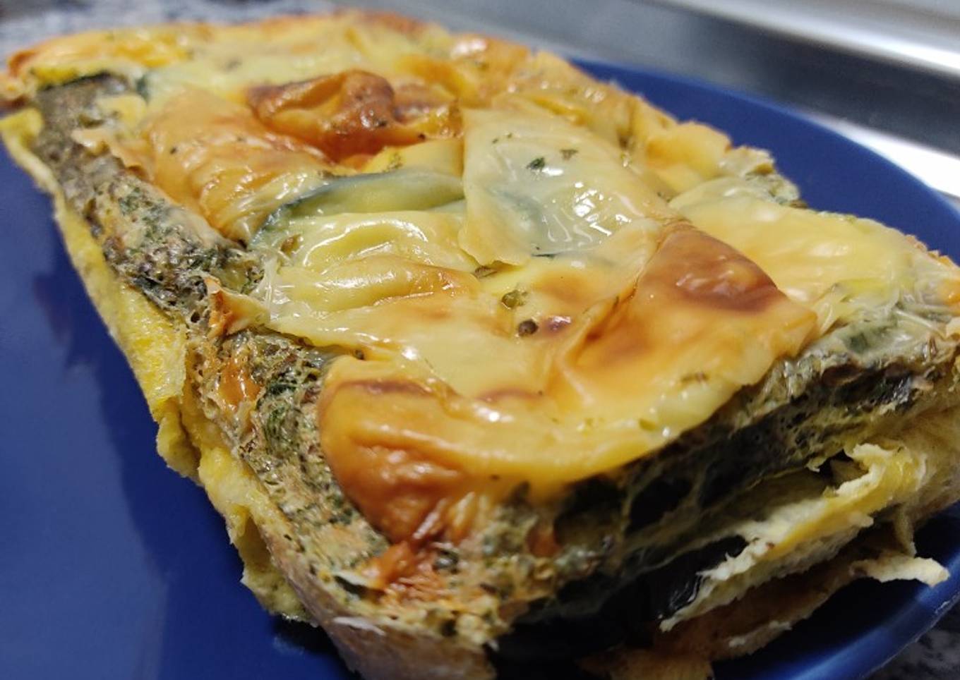 Pastel de berenjena y calabacín en microondas