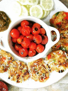A picture of Sweet Potato Cutlet with Bell peppers.