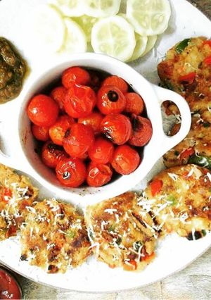 A picture of Sweet Potato Cutlet with Bell peppers.