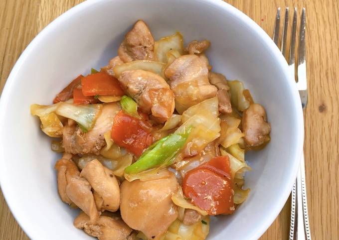 Black vinegar chicken & vegetable rice bowl