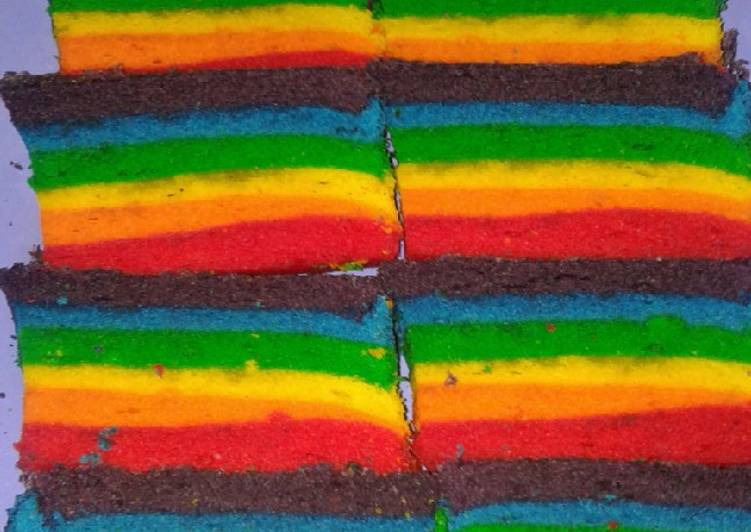 Cara Gampang mengolah Rainbow cake lembut, Lezat Sekali