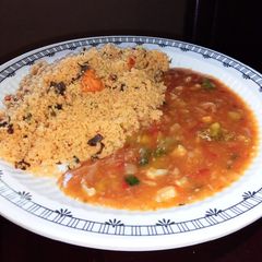 Onion soup with couscous jollof A picture of Onion soup with couscous jollof.