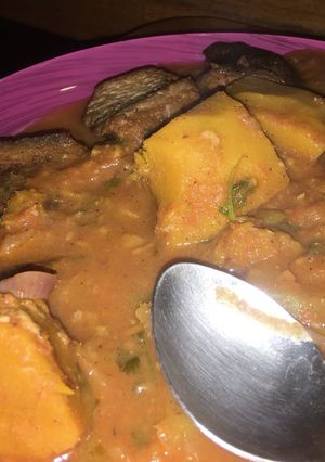 A picture of Masala pumpkin and fish.