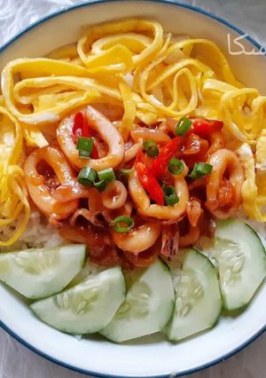 Foto resep Rice Bowl Cumi Pedas Manis