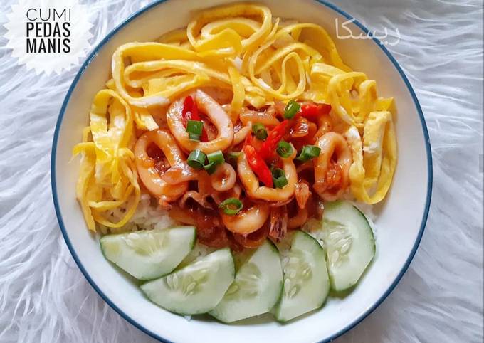 Bagaimana Menyiapkan Rice Bowl Cumi Pedas Manis, Lezat
