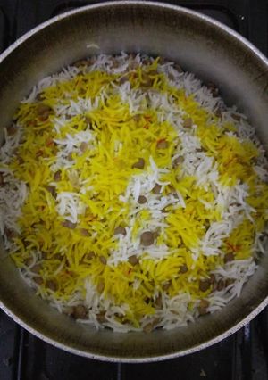 عکسی از دستور عدس پلو با گوشت چرخ کرده