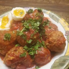 A picture of Brad's goat meatballs.