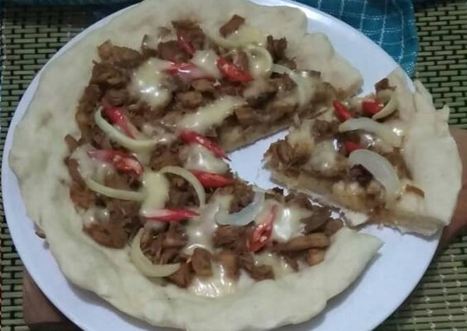 Ini dia! Cara mudah bikin Pizza Bacem ayam (teflon) yang enak