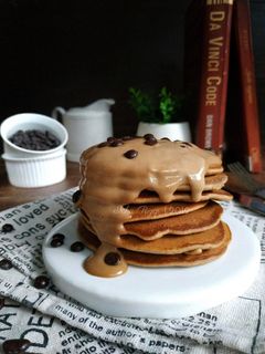 Foto resep Milo Pancake with Peanut Butter Sauce