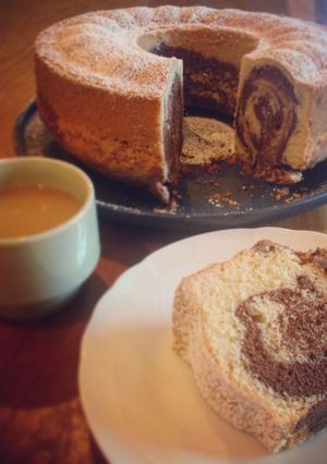 A picture of Marmorkuchen (German Marble Cake).