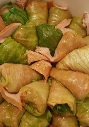 O poză a rețetei Sarmale în foi de salată Bruxelles.