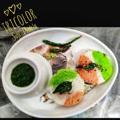 A picture of Tricolor Suji Dhokla.