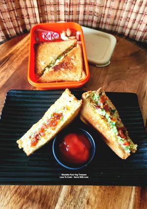 A picture of Avocado Paneer Curd Toast Sandwich - Protein Packed - Calcium Rich - Kids Tiffin - Breakfast.