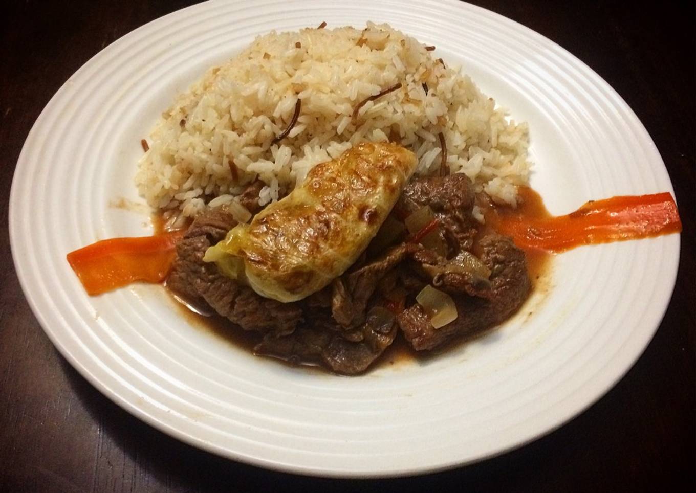 Carne salteada y repollo primavera!