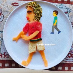 A picture of Fruit food art for kids.