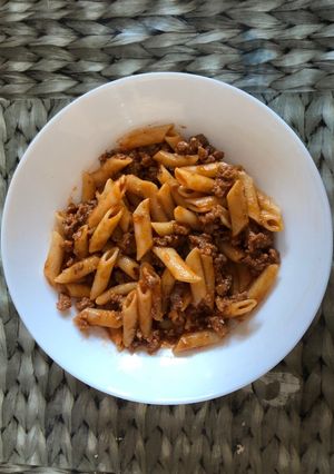 Una foto de Macarrones con carne picada