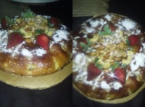 Una foto de Pan dulce casero con miel y frutos secos