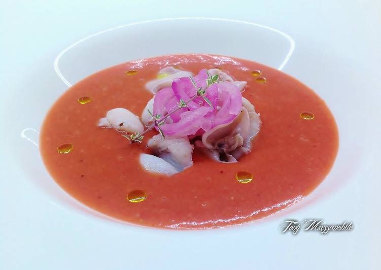 Step-by-Step Guide to Prepare Premiato Gazpacho di frutti rossi, con calamaretti
