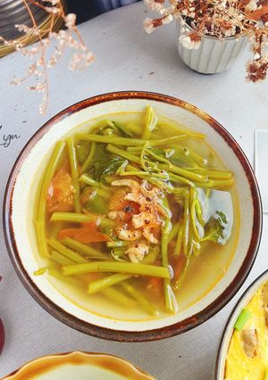 Hình của món 🔸️CANH RAU MUỐNG CÀ CHUA NẤU TÔM KHÔ.