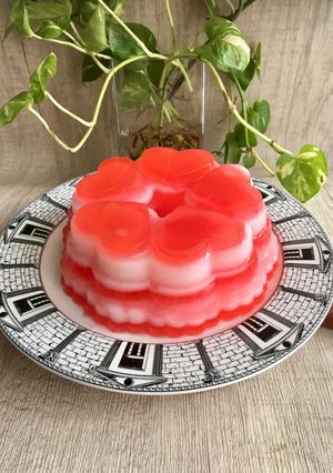 Foto resep Pudding Merah Putih rasa Kelapa Muda dan Leci